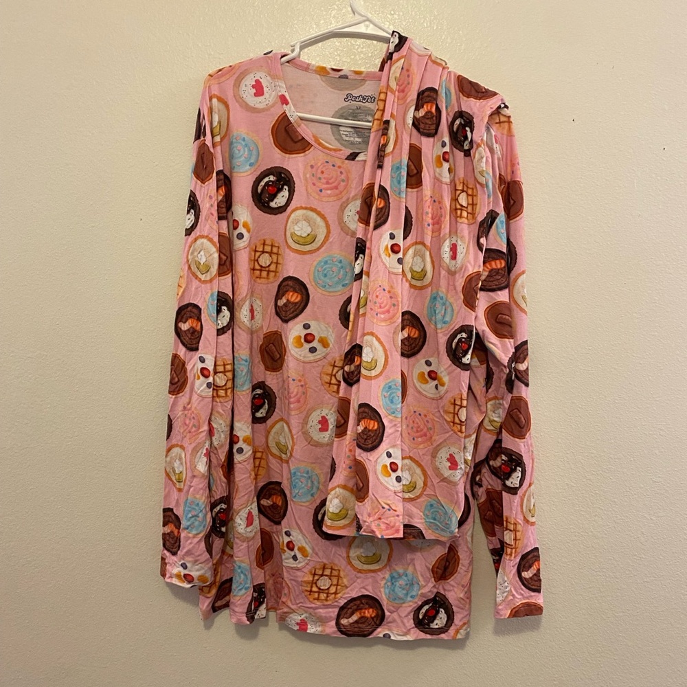 Pink Crumbl Cookie Print Long Sleeve and Pants Bamboo Adult set